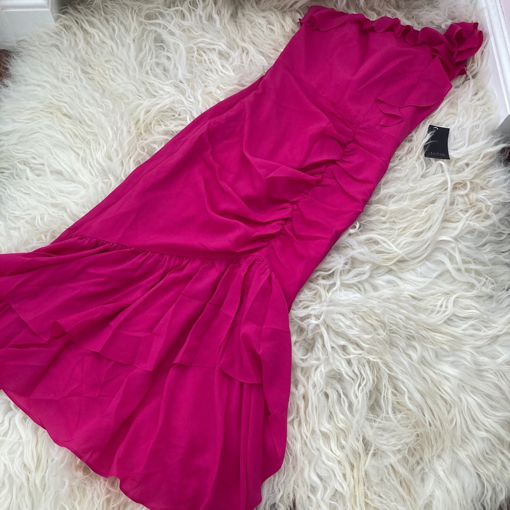Aidan by Aidan Mattox Pink One Shoulder Dress - Picture 2 of 8